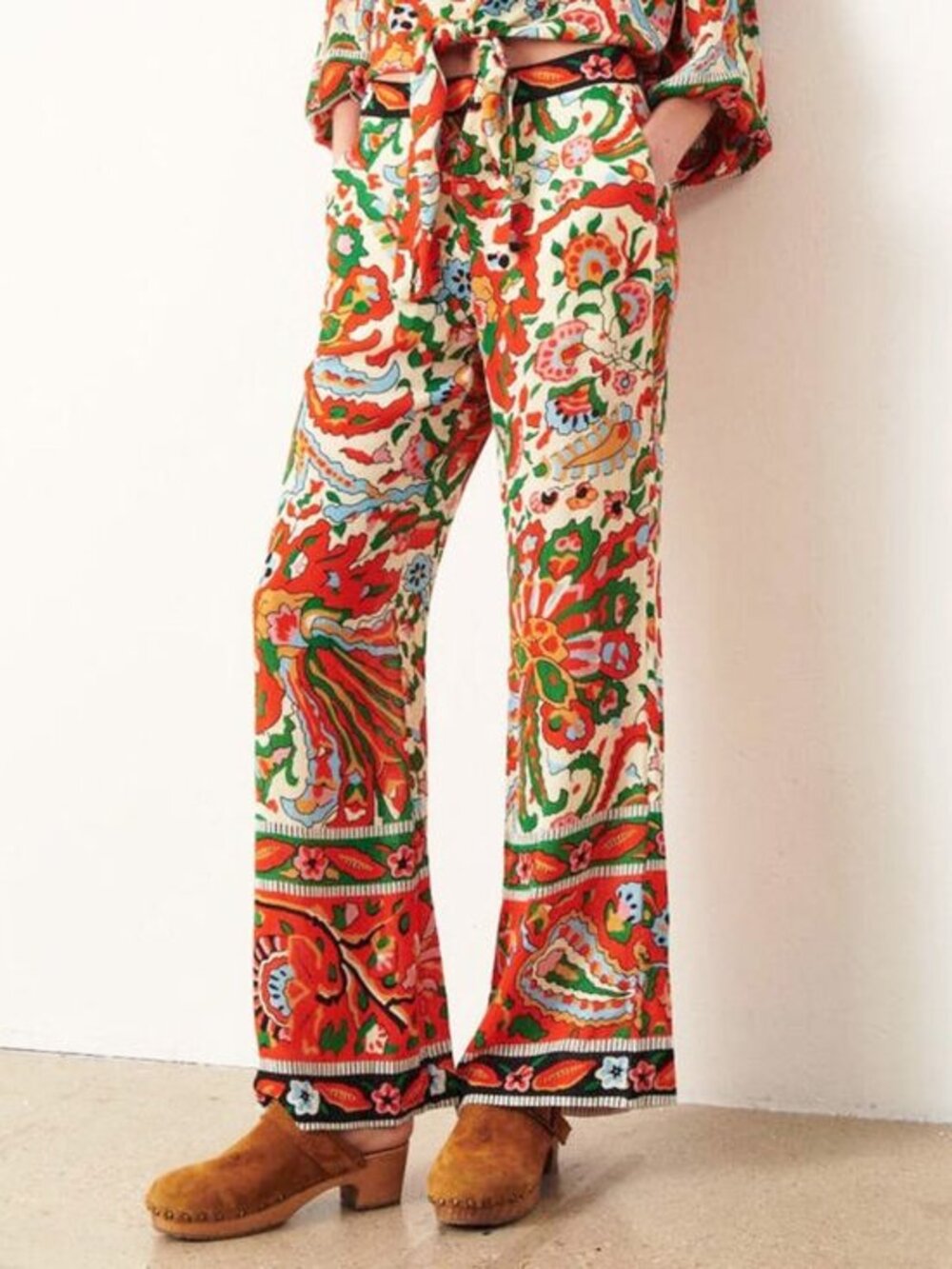 New Ba&sh Milou Tropical Floral Wide Leg Pants Small $295